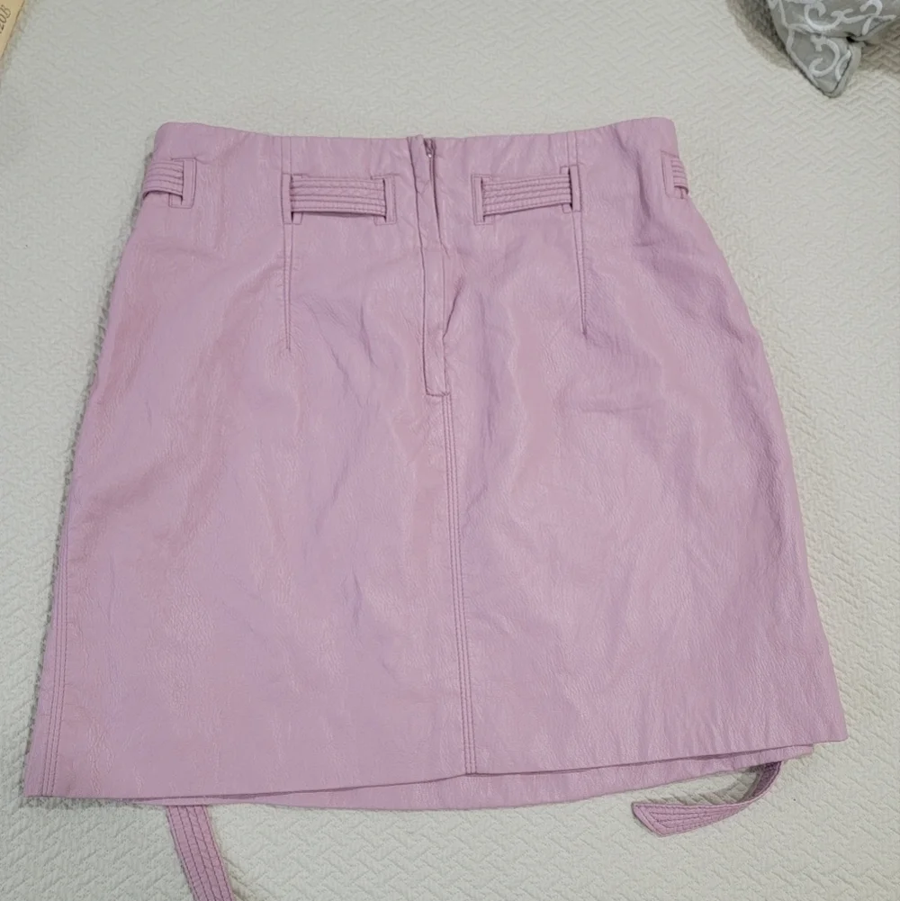 Free People Peyton Faux Leather Paperbag Waist Skirt Size 12